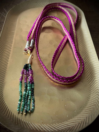 Collier JANIS RUBIS -  cascade de pierres