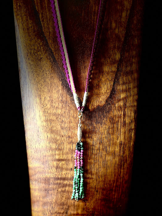 Collier JANIS RUBIS -  cascade de pierres