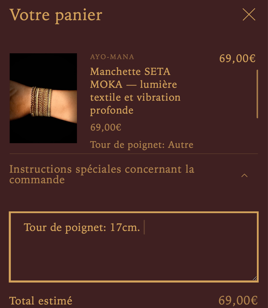 Manchette SETA MOKA — lumière textile et vibration profonde